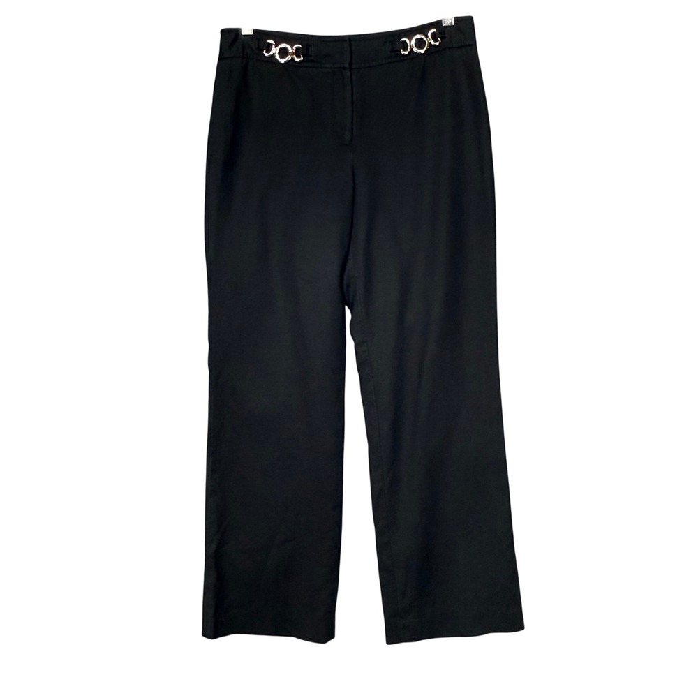 Ann Taylor‎ Pants Womens 6P Petite Navy Blue Margo Straight Silver Buckle Detail